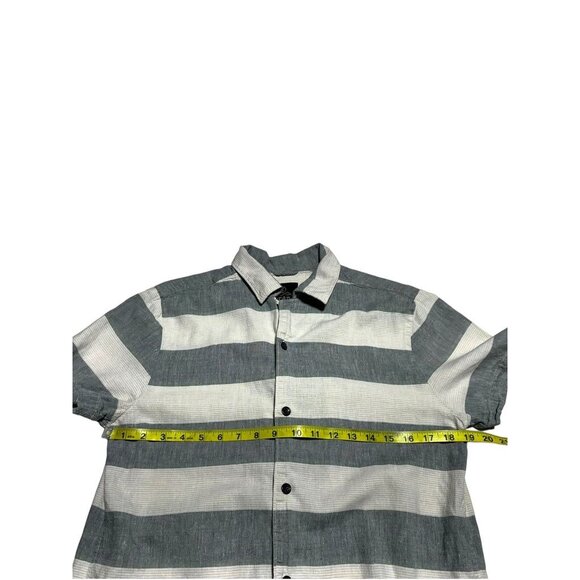 PrAna Gray/White Striped Hemp Shirt Size Small - Picture 6 of 8